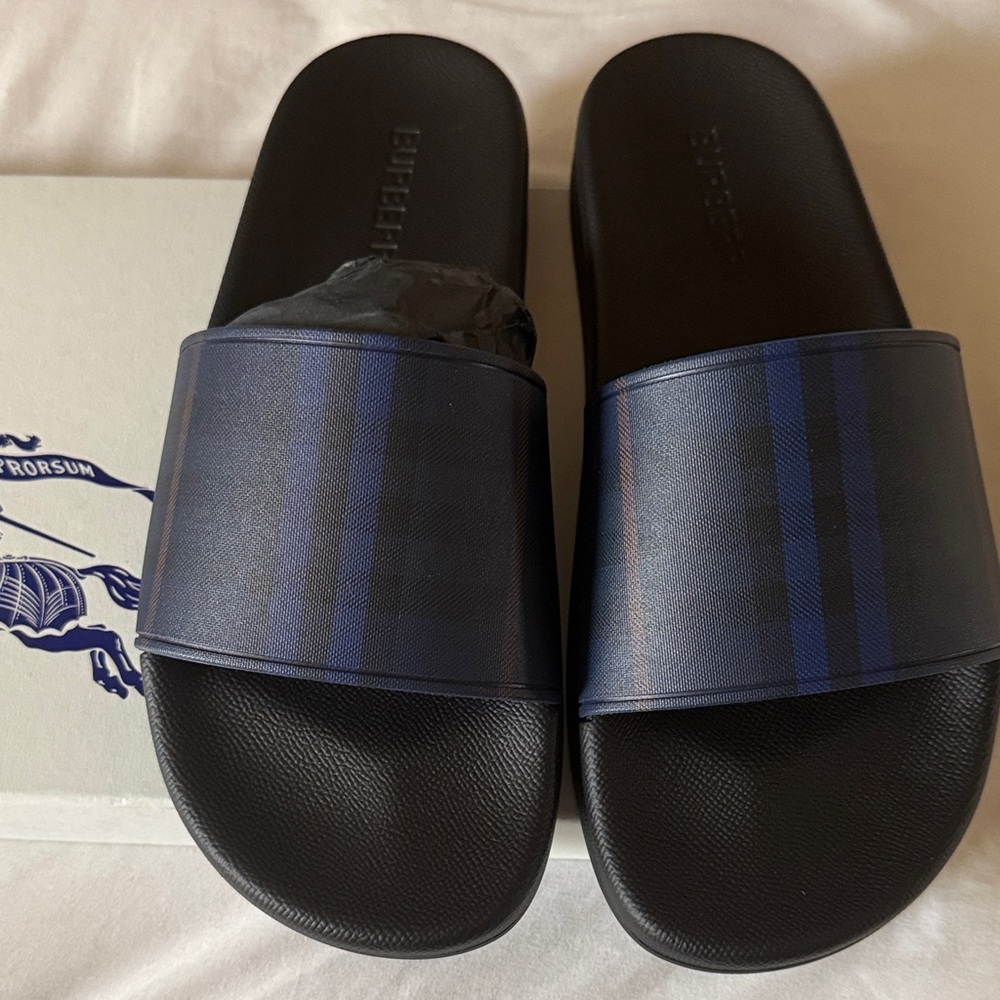 Burberry Navy Slide Sandals